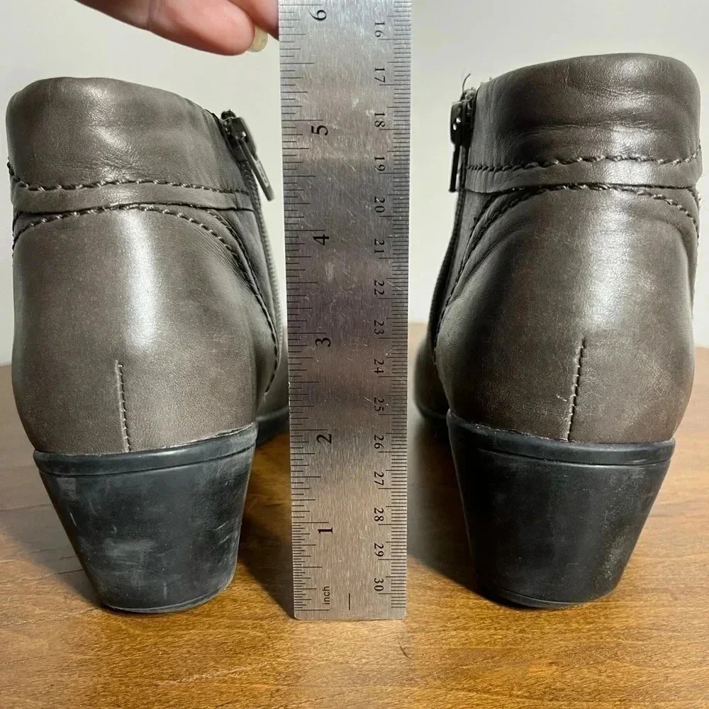 Clark's Ingalls Thames Grey Leather Ankle Boot Size‎ 8.5